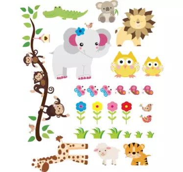 Sticker mural animaux jungle pour chambre enfant - TenStickers