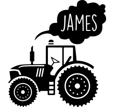 Sticker Mural Jouet Tracteur silhouette avec nom personnalisé - TenStickers