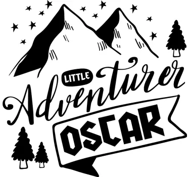 Sticker personnalisé montagnes et arbres nordiques - TenStickers