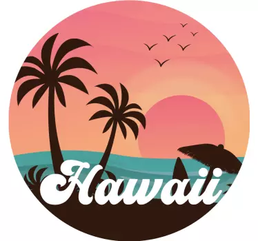 Sticker frigo scène de coucher de soleil à hawaii - TenStickers