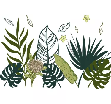 Sticker mural salon feuilles vertes tropicales - TenStickers