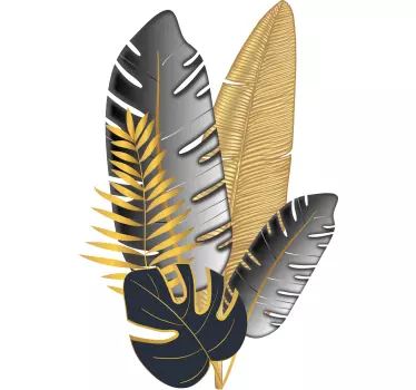 Sticker mural salon feuilles d'or - TenStickers
