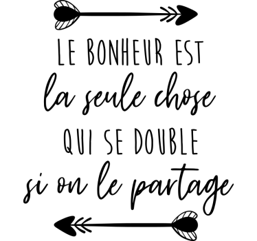 Sticker mural chambre citation de partage de bonheur - TenStickers