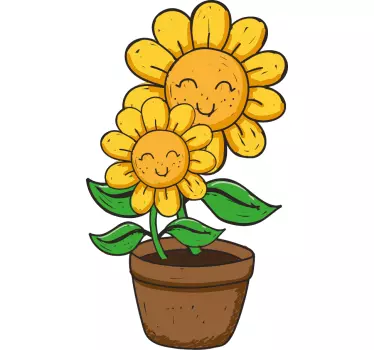 Sticker de Porte 2 tournesols en un - TenStickers