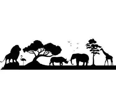 Sticker mural sauvage silhouette savane monochrome - TenStickers