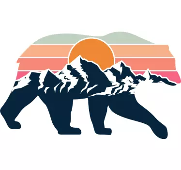 Sticker mural nature Ours marchant avec des montagnes - TenStickers