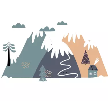 Sticker chambre enfant montagne silhouette dessinée - TenStickers