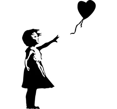 Autocollant mural salon Banksy la fille au ballon monochrome - TenStickers