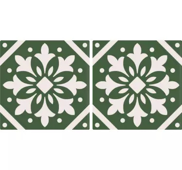 Autocollant Carrelage Motifs de ciment sur fond vert - TenStickers
