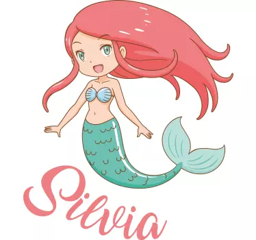 Sticker chambre enfant personnalisation sirène - TenStickers