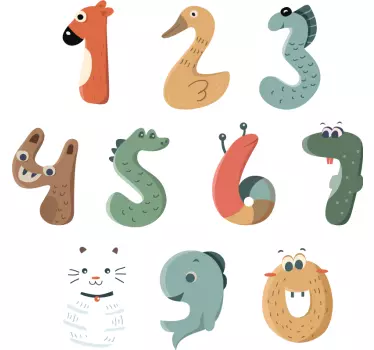 Sticker poubelle numéros d'animaux personnalisés - TenStickers