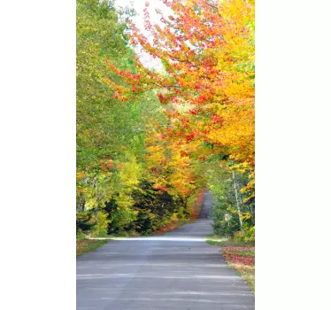 Sticker porte route d'automne - TenStickers