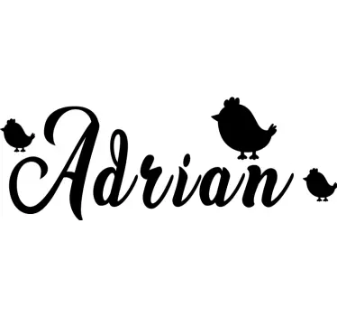 Sticker d'Oiseau Nom avec des poussins - TenStickers