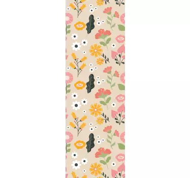 Sticker frigo motif floral beige - TenStickers