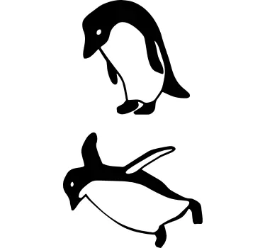 Sticker frigo duo de pingouins amusants - TenStickers