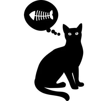 Sticker frigo silhouette de chat pensif - TenStickers