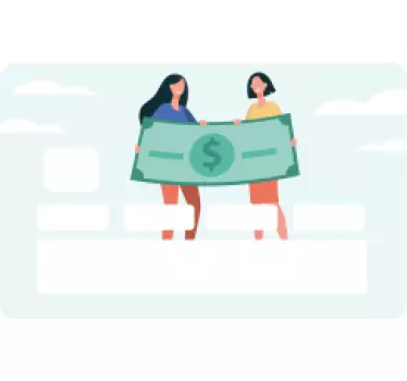 Sticker carte bancaire deux femmes tenant de l'argent - TenStickers