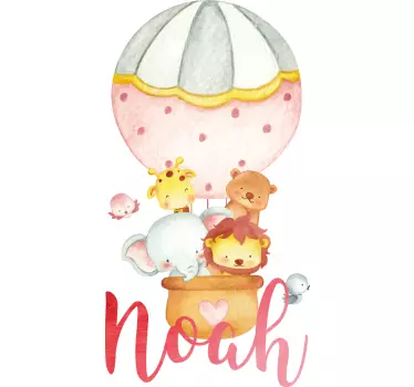 Sticker chambre enfant aventure en ballon personnalisée - TenStickers