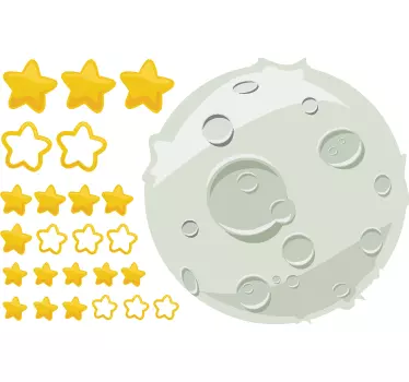 Sticker espace kit lune et étoiles - TenStickers