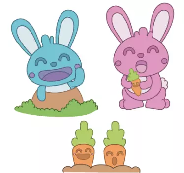 Sticker lapins et carottes - TenStickers