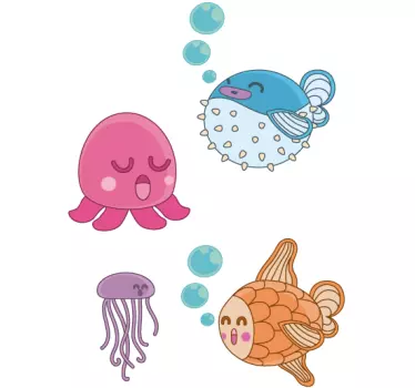 Sticker enfant illustration fonds marins - TenStickers