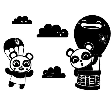 Sticker enfant panda dans le ciel - TenStickers