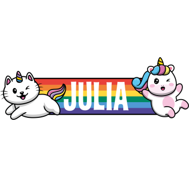 Autocollant vélo arc-en-ciel chat et licornes - TenStickers