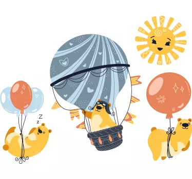 Sticker Mural Animal Animaux suspendus à des ballons - TenStickers