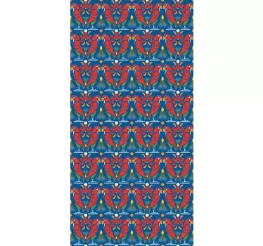 Sticker Deco Meuble Design floral avec fond bleu - TenStickers