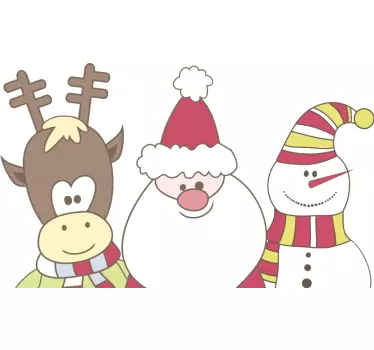 Sticker vitrine Noël renne bonhomme de neige - TenStickers