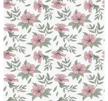 Sticker Deco Meuble Fleurs roses botaniques minimalistes - TenStickers