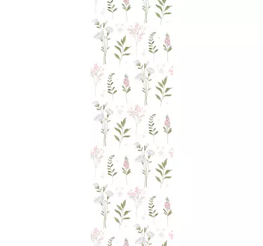 Sticker porte motif floral beige - TenStickers