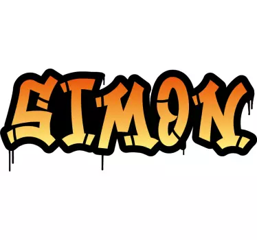 Autocollant Personnalisé Fond noir avec nom de graffiti orange - TenStickers