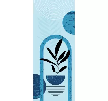 Sticker porte éléments végétaux abstraits - TenStickers