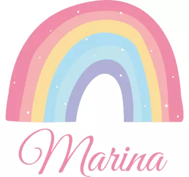Sticker de Porte Arc-en-ciel et nuage mignons au pastel - TenStickers