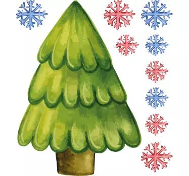 Sticker noël arbre vert festif - TenStickers