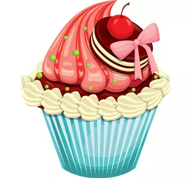 Sticker cuisine cupcake cerise - TenStickers