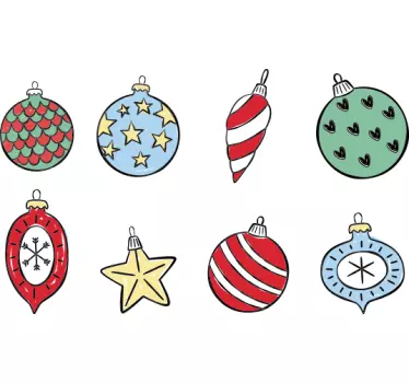 Sticker noël décorations colorées de fête - TenStickers