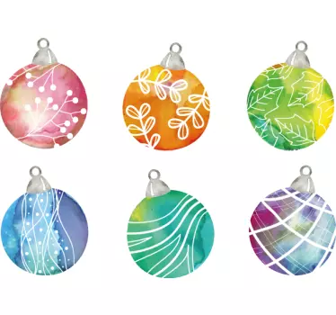 Stickers muraux noel Ornements de boule de noël aquarelle - TenStickers