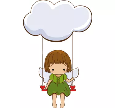 Sticker enfant petit ange sur un nuage - TenStickers