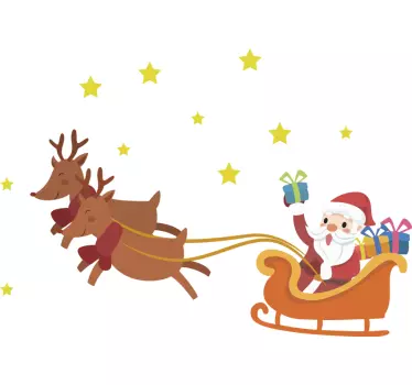 Stickers muraux noel Dessin animé santa dans son traîneau - TenStickers