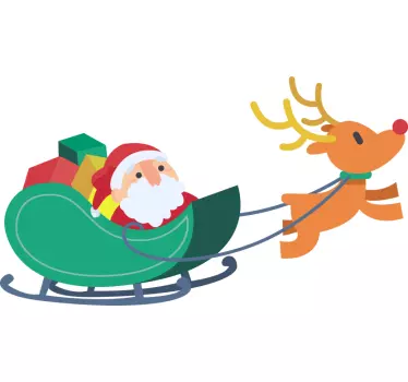 Stickers muraux noel Père noël sur son traîneau avec des rennes - TenStickers