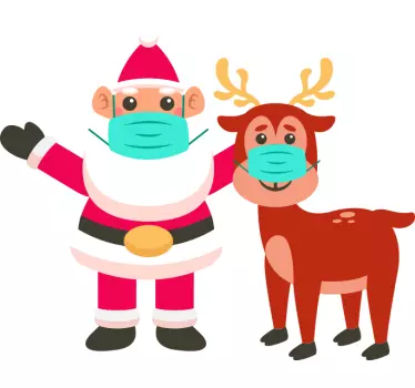 Stickers muraux noel Père noël prudent et renne - TenStickers