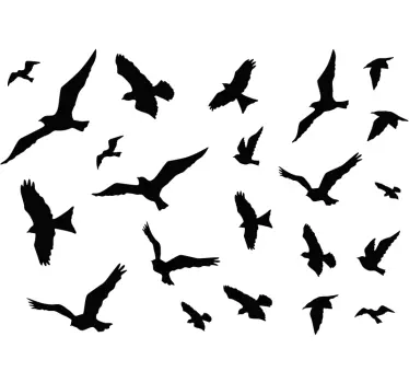 Autocollant mural salon oiseaux en groupe - TenStickers