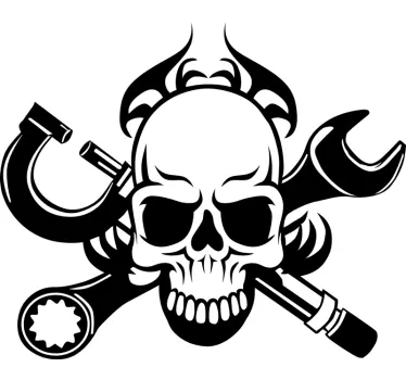 Sticker moto tête de mort outils - TenStickers