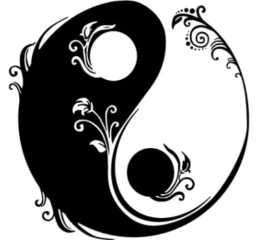 Sticker mural salon yin yang floral - TenStickers