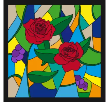 Autocollant pour vitre effet vitrail motif roses - TenStickers