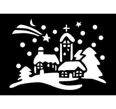 Sticker village neige pochoir - TenStickers