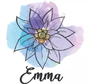 Autocollant Fleur Edelweiss avec prénom - TenStickers