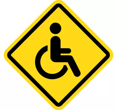Autocollant Voiture icône handicap jaune et noir - TenStickers